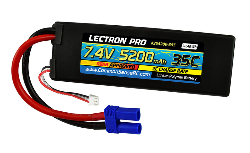 Common Sense RC (2S5200-355) Lectron Pro 2S 7.4V 5200mAh 35C Lipo Battery with EC5 Connector