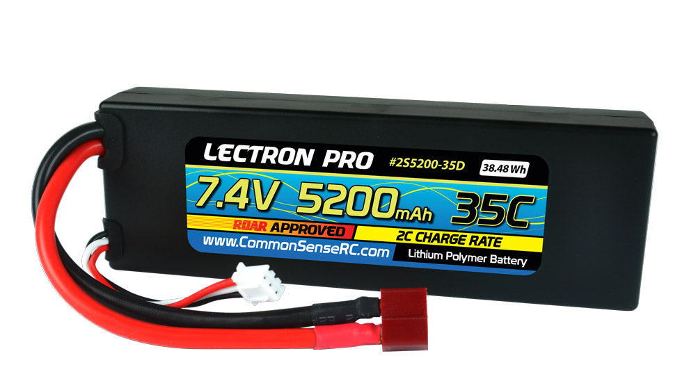 Common Sense RC (2S5200-35D) Lectron Pro 2S 7.4V 5200mAh 35C Lipo Battery with Deans Connector