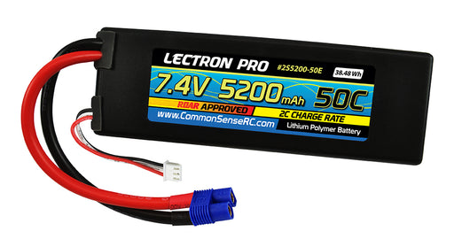 Common Sense RC (2S5200-50E) Lectron Pro 2S 7.4V 5200mAh 50C Lipo Battery with EC3