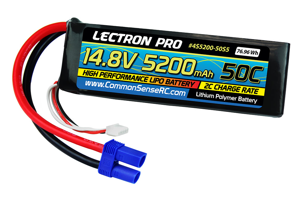Common Sense RC (4S5200-50S5) Lectron Pro 4S 14.8V 5200mAh 75C Soft Case LiPo Battery with EC5 Connector