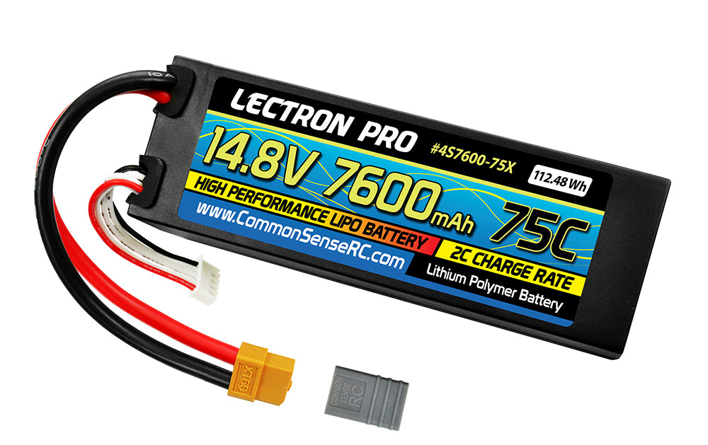 Common Sense RC (4S7600-75X) Lectron Pro 4S 14.8V 7600mAh 75C Hard Case LiPo Battery with XT60