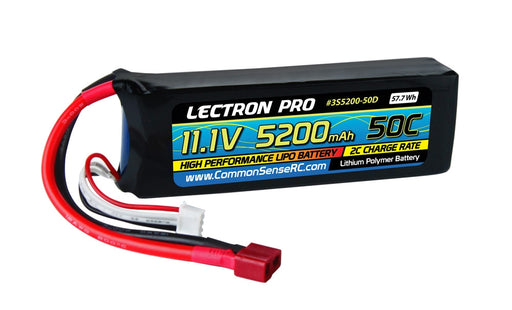 Common Sense RC Lectron Pro 3S 3S 11.1V 5200mAh 50C Lipo Battery with Deans