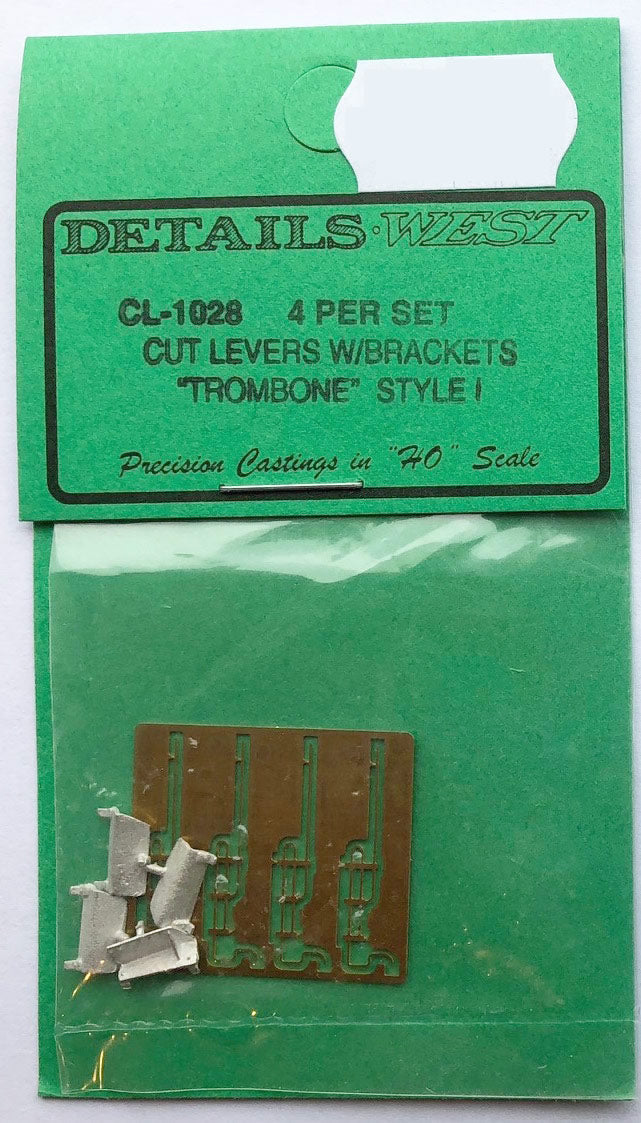 Details West CL1028 HO Scale Cut Levers w/Brackets "Trombone" Style I — White Rose Hobbies