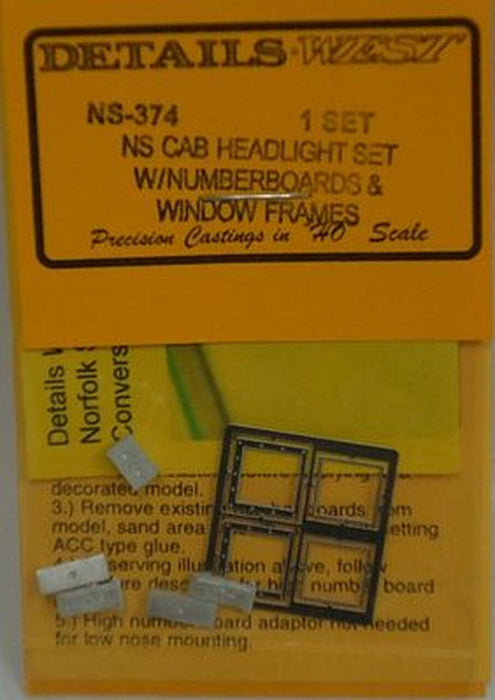 Details West NS-374 Cab Headlight Set with Numberboard and Window Frames NS