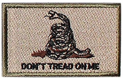 Tan Don't Tread On Me Patch with Loop and Hook Backing  (3"x2")