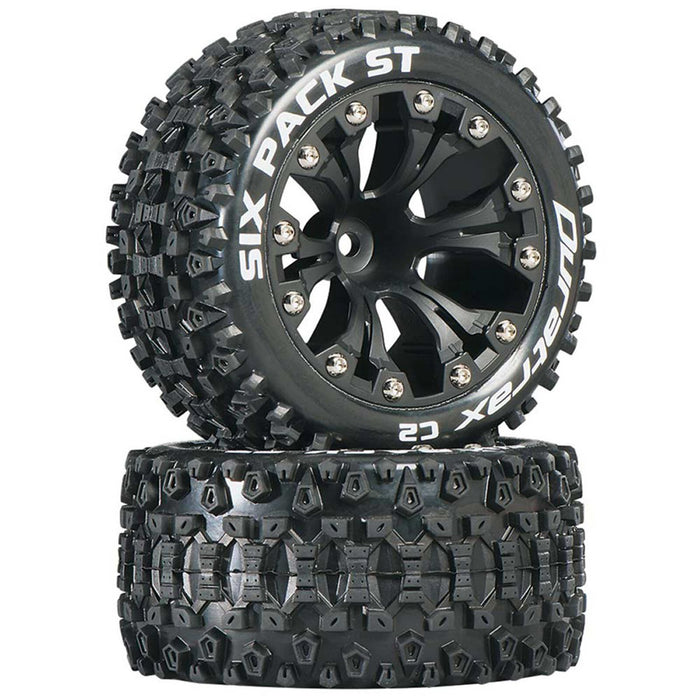 Duratrax C3562 Six Pack ST 2.8" 2WD C2 Tires Mounted on Black Wheels