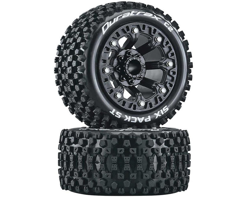 Duratrax C5103 Six Pack ST 2.8" 2WD C2 Tires Mounted on Black Wheels 2 Pack