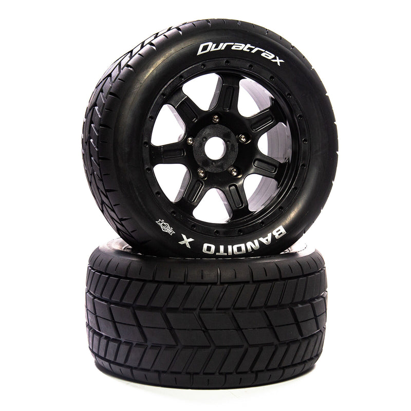Duratrax C5585 Bandito Tires Mounted on Black 24mm Hex Wheels for Kraton 8S 1 Pair