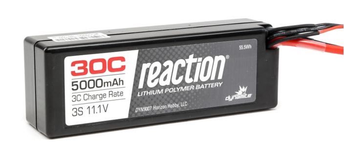 Dynamite DYN9007EC Reaction 11.1V 5000mAh 3S 30C LiPo Hard Case EC3