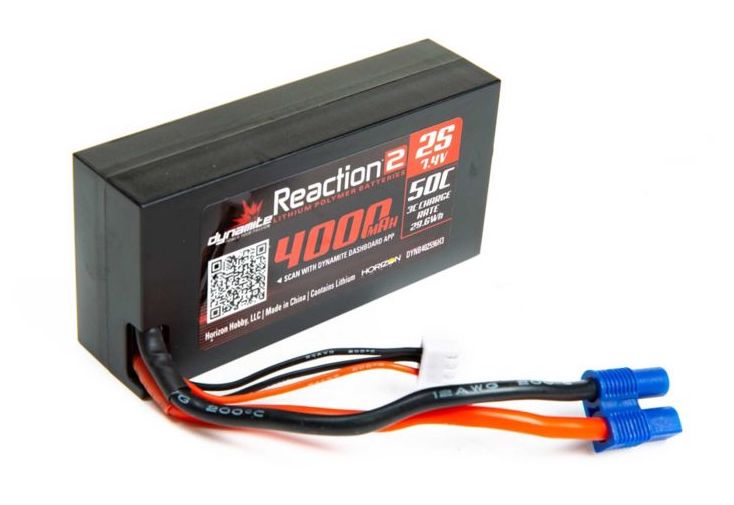 Dynamite DYNB402596H3 Reaction 2S 7.4V 4000mAh 50C Hardcase Shorty LiPo Battery with EC3