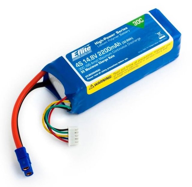 E-flite B22004S30 2200 mAh 4S 14.8V 30C LiPo Battery with EC3 Connector