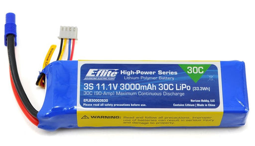 E-flite B30003S30 3000 mAh 3S 11.1V 30C LiPo Battery with EC3 Connector