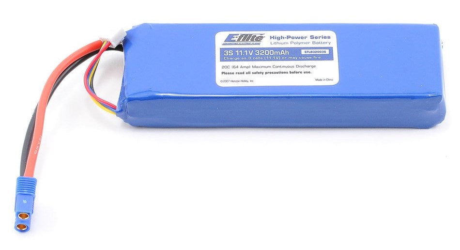 E-flite B32003S 3200mAh 3S 11.1V 20C LiPo Battery 13AWG EC3 Connector