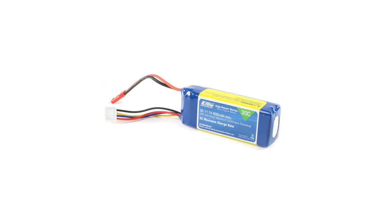 E-flite B8003SJ30 800mAh 3S 11.1V 30C LiPo Battery 18AWG JST Connector