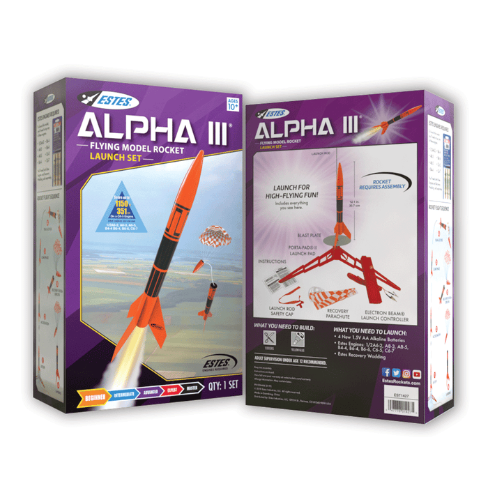 ESTES 1427 Alpha III Model Rocket Launch Set (Skill Level E2X)