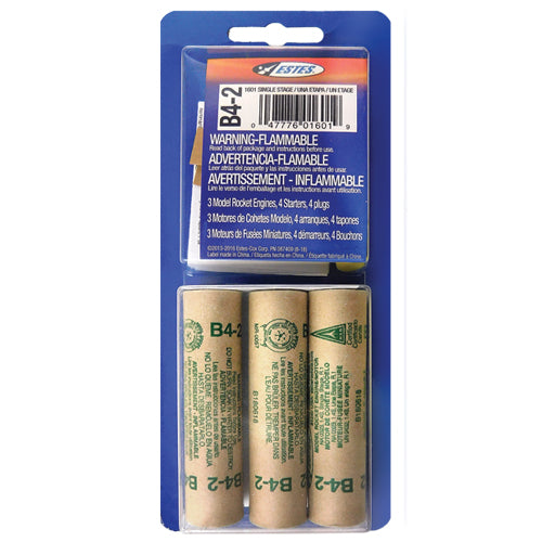 ESTES 1601 B4-2 Single Stage Model Rocket Engine 3 Pack (Ships USPS Ground Only)
