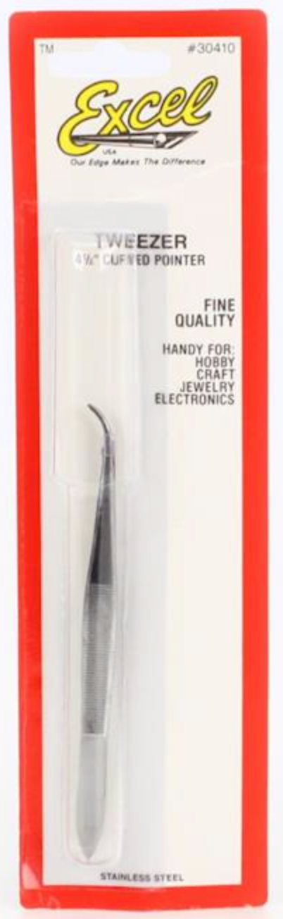 Excel 30410 Stainless Steel Tweezer, 4-1/2" Curved