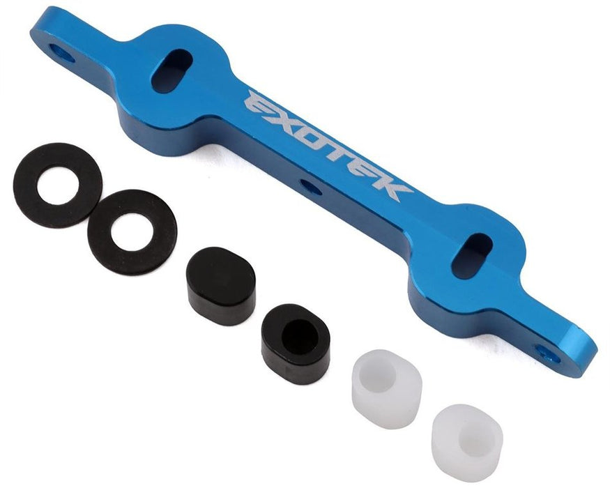 Exotek 2022 Blue Aluminum Heavy Duty Rear Arm Mount with Inserts for DR10 Drag Car