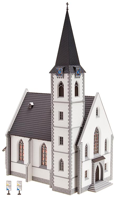 Faller 130490 HO Scale Village Church with 2 Steeple Options Kit