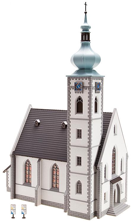 Faller 130490 HO Scale Village Church with 2 Steeple Options Kit