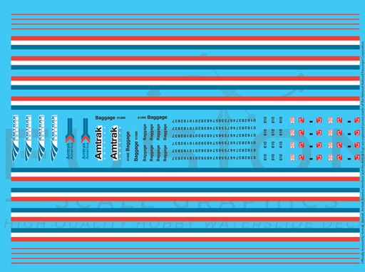 Fusion Scale Graphics AMTK3030-87 HO Scale Amtrak Phase III Viewliner Baggage Car Decal Set