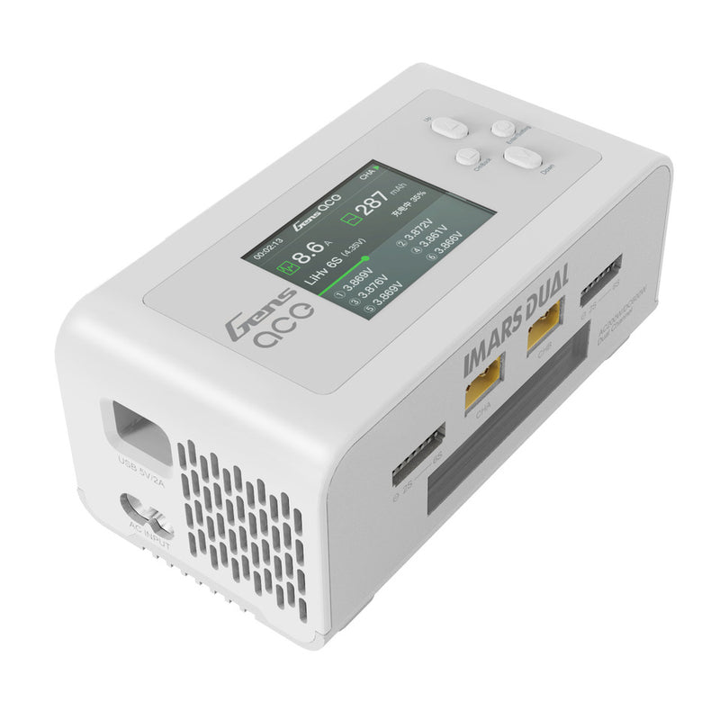 Gens ace Imars Dual Port AC/DC RC Battery Balance Charger - White