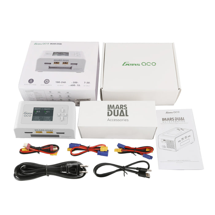 Gens ace Imars Dual Port AC/DC RC Battery Balance Charger - White