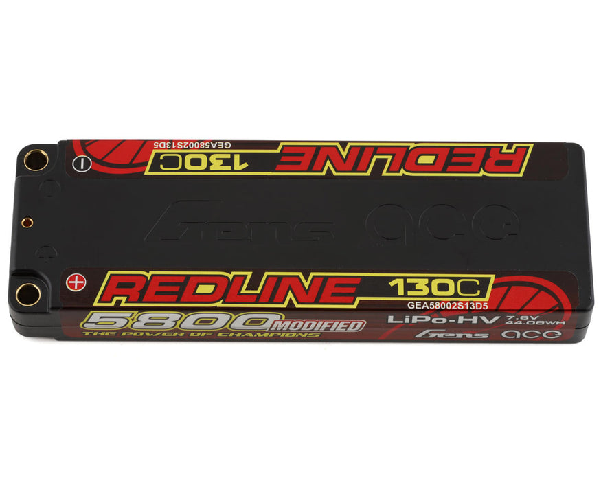 Gens ace Redline 58002S13D5  5800mAh 7.6V 130C Hard Case LiPo with 5mm Bullets