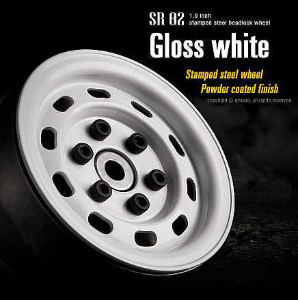 Gmade 70176 1.9" SR02 1/10 Crawler Beadlock Wheels Gloss White 2 Pack