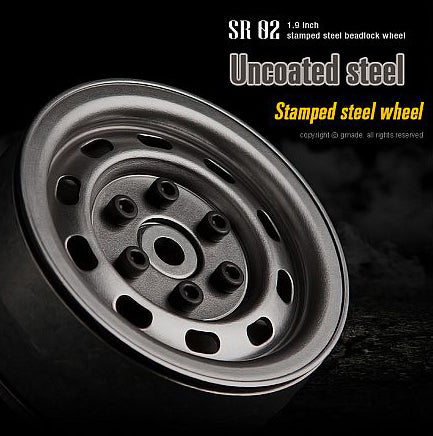 Gmade 70177 1.9" SR02 1/10 Crawler Beadlock Wheels Steel 2 Pack