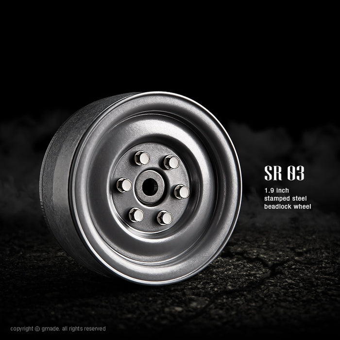 Gmade 70182 1.9" SR03 1/10 Scale Crawler Beadlock Wheels Semi-gloss Silver 2 Pack