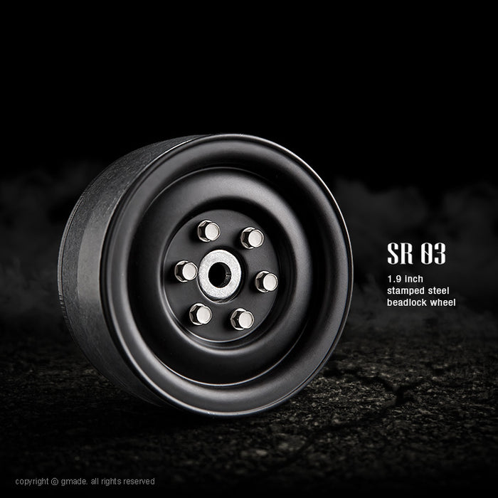 Gmade 70184 1.9" SR03 1/10 Crawler Beadlock Wheels Matt Black 2 Pack