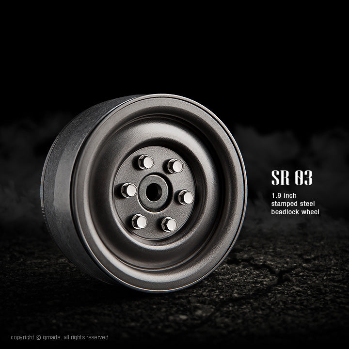 Gmade 70187 1.9" SR03 1/10 Crawler Beadlock Wheels Uncoated Steel 2 Pack