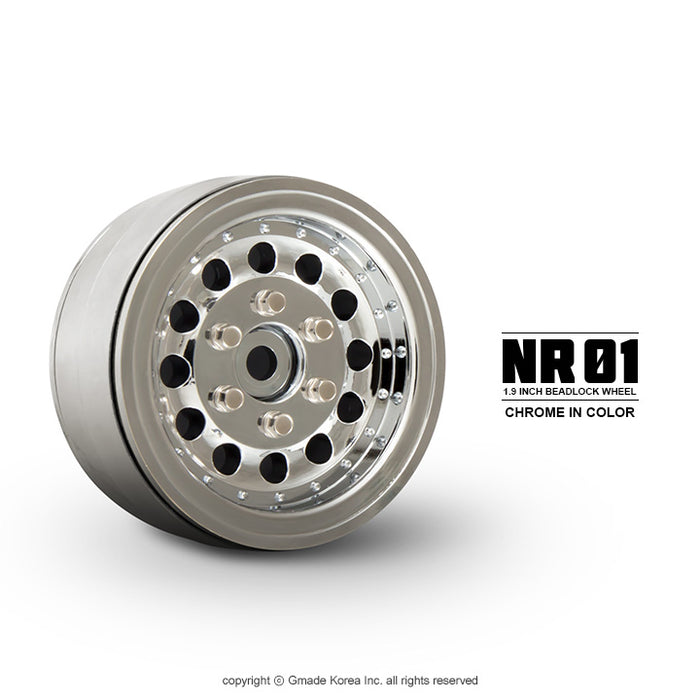 Gmade 70225 1.9" NR01 1/10 Scale Crawler Beadlock Wheels Chrome 2 Pack