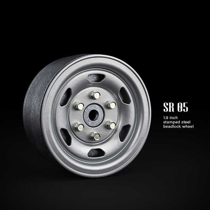 Gmade 70502 1.9" SR04 1/10 Crawler Beadlock Wheels Semi Gloss Silver 2 Pack