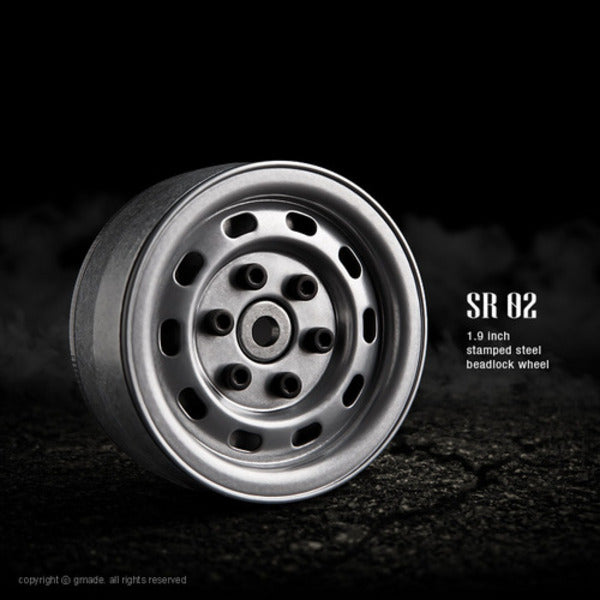 Gmade 70172 1.9" SR02 1/10 Crawler Beadlock Wheels Semi Gloss Silver 2 Pack