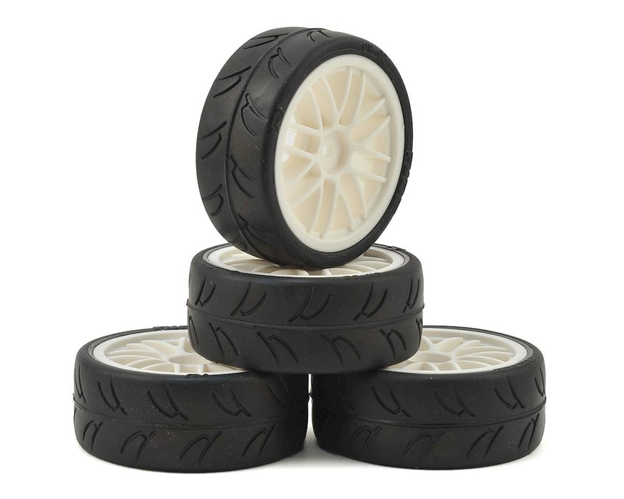 Gravity RC 124GTW USGT Pre-Glued Tires on White GT Wheels (Set of 4)