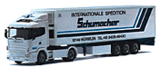 Herpa 144711 HO Scale Scania 124 Tractor with Refrigerated Trailer - Schumacher