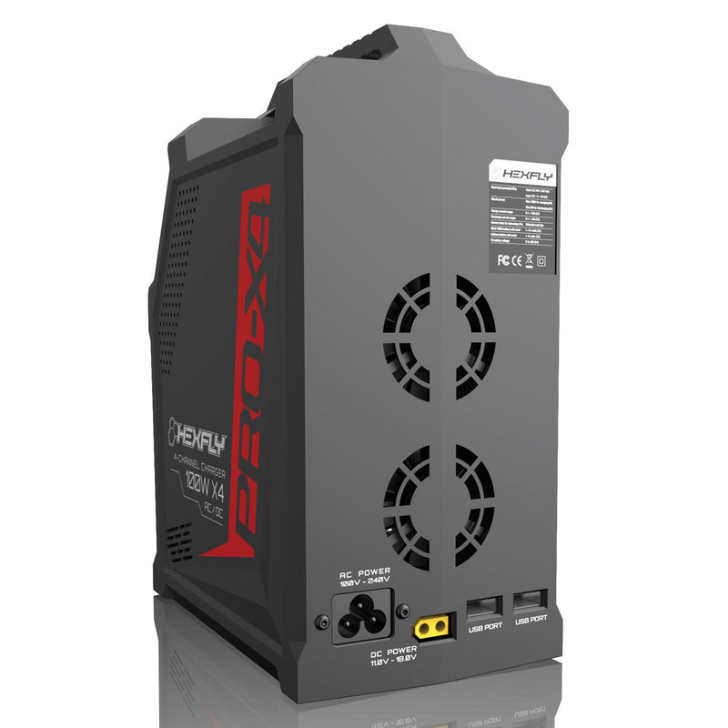 Hexfly 15248 Pro X4 Charger Quad AC/DC 7A LiPo NiMH & NiCd Battery Charger