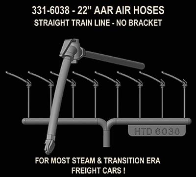 Hi-Tech Details 6038 HO Scale AAR Brake Hoses 22" Straight No Bracket
