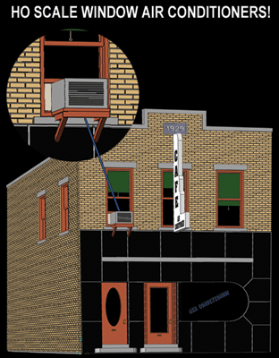 Hi-Tech Details 8011 HO Scale Window A/C Units - Gray (4)