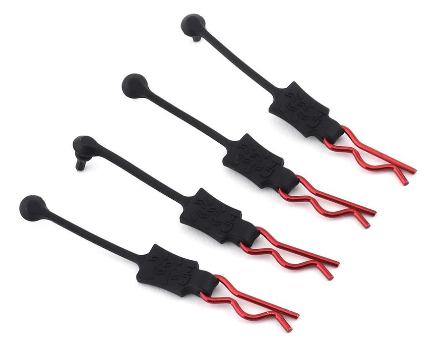 Hot Racing HRABWP39E02 1/8 Body Clip Retainers Red 4 Pack