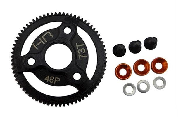 Hot Racing HRASTE873 Steel 73T 48P Spur Gear with Orange Washers for Traxxas 2WD Slash Stampede Rust