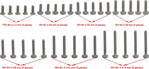Hot Racing HRASXTF14MSS M1.4 Round Head Screw 35 Piece Set for SCX24