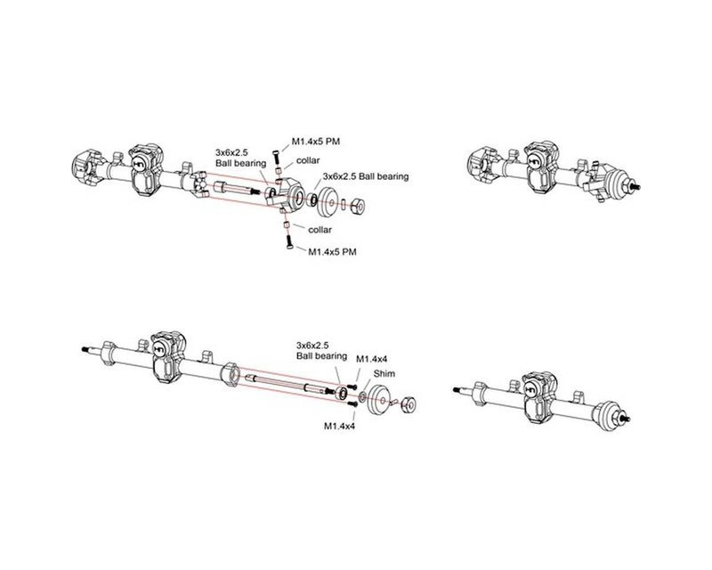 Hot Racing HRASXTF2604H +4mm Steel Axle Brass Weights for SCX24