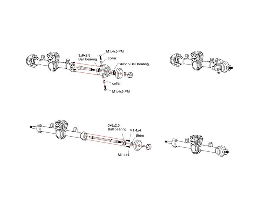 Hot Racing HRASXTF2604H +4mm Steel Axle Brass Weights for SCX24