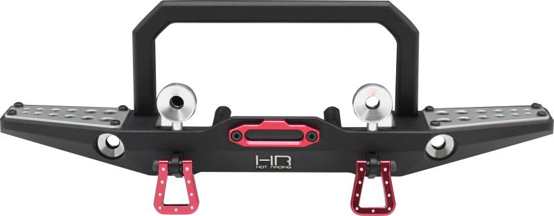 Hot Racing HRATRXF03EMR01 Black Aluminum Front Bumper with Winch and Light Mount for TRX4