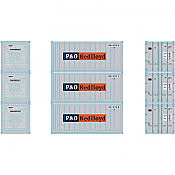 Athearn 27834 HO Scale 20' Intermodal Container 3-Pack P&O Nedlloyd PONU