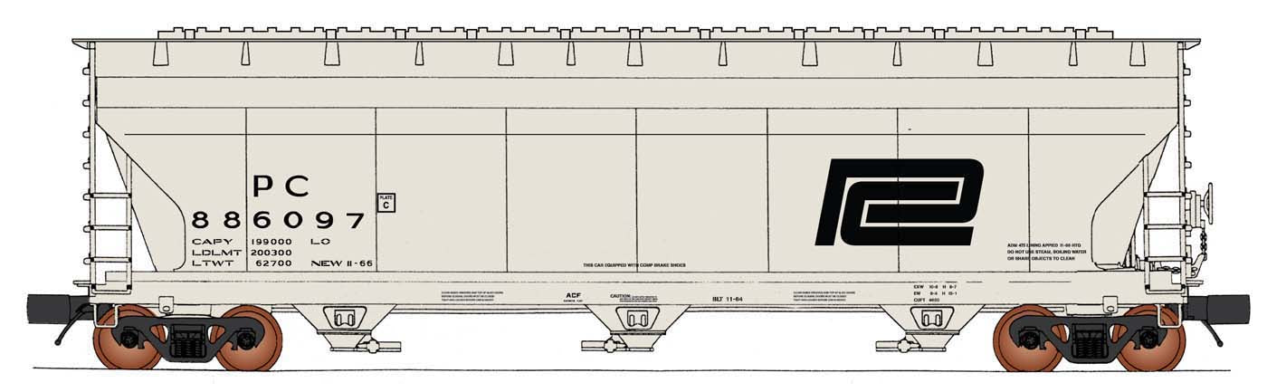 InterMountain 47096 HO Scale ACF 4650 Covered Hopper Penn Central PC