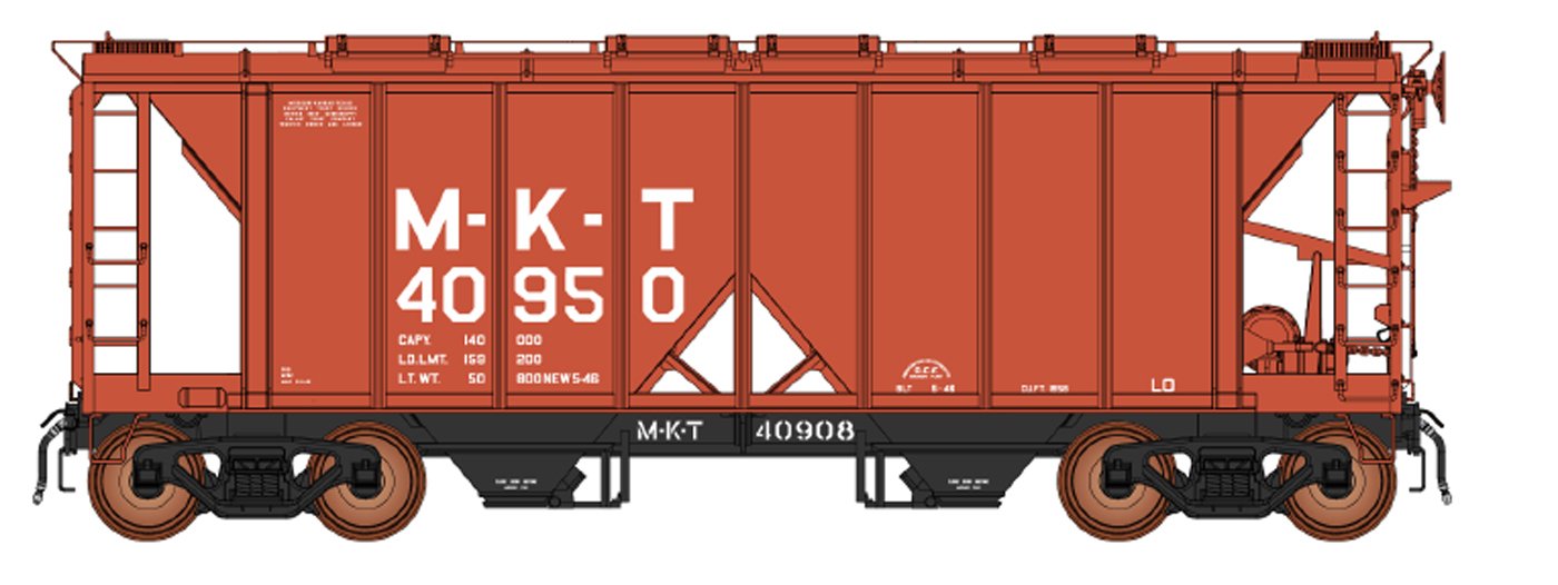 InterMountain 48691 HO Scale 1958 Cu. Ft. Covered Hopper Missouri-Kansas-Texas MKT # Vars